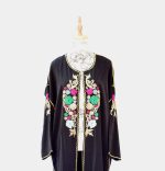 Caftan marocain 2 pièces noir brodé zkali – Image 2