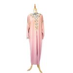 Gandoura longue rose brodée femme