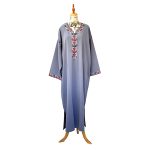 Gandoura longue brodée femme – Coupe ample élégante gris dégradé