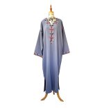 Gandoura longue brodée femme – Coupe ample élégante gris dégradé