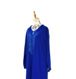 Jellaba marocaine brodée bleu royal – Image 3