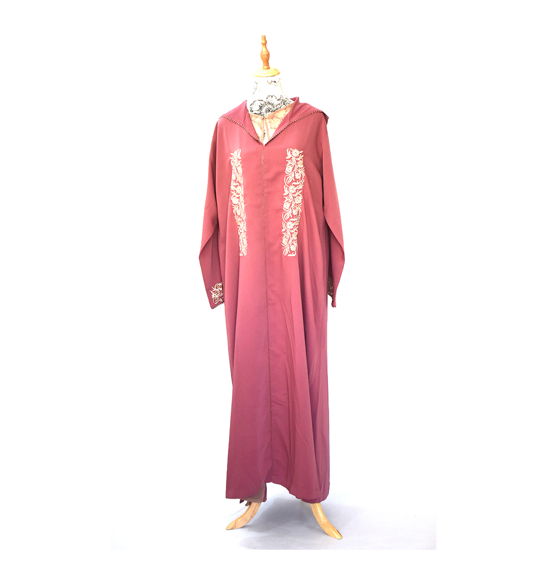 43 Jellaba marocaine brodée rose poudré – Image 1